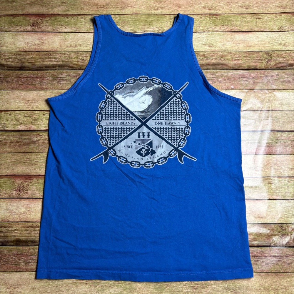 Vintage Y2K Hawaiian Legends Tank Top Blue Alstyle‎ AAA Size size large